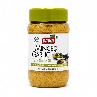 Badia Minced Garlic, 8 oz | Convenient minced garlic in olive oil for pasta, marinades, sauces, meats, vegetables, soups, and everyday cooking