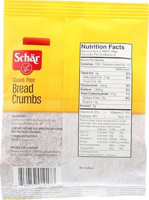 Schar - Bread Crumbs - Certified Gluten Free - No GMO's, Wheat, Lactose or Perservatives - (8.8 oz) 6 Pack