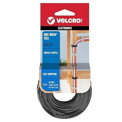 VELCRO Brand Extra-Long Reusable Cable Ties (15 inch) for Large Cable Bundles, Multi-Cord Organization for Workstations, TV Areas & Home Office Setups, Zip Tie Alternative, Black and Gray, 30 Count