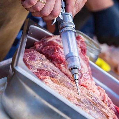 SPITJACK Magnum Meat Injector with Three Needles XL. Food Flavor Injection Syringe for Smoked BBQ Marinades and Meat Seasoning. Great for Pork Butt, Beef Brisket, Turkey Breast. Made in The USA.