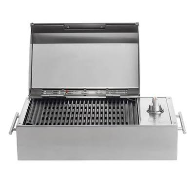 Kenyon B70200 City Grill, Portable Grill, Stainless Steel, Single Burner, Knob Control, Faceted Lid, UL Approved For Use Indoors And Outdoors, Flame-Free, 120V