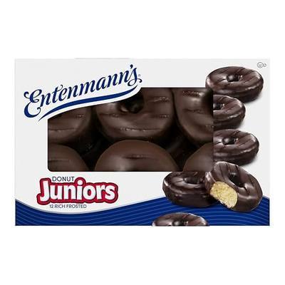 Entenmann's Rich Frosted Donut Juniors, 12 count, (1.17 oz each), Chocolate Donuts, 14 oz Box | Kosher (OU Dairy) | Juniors 12 Rich Frosted Mini Donuts