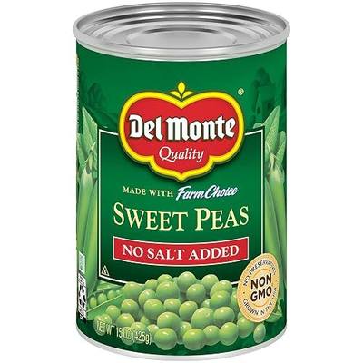 DEL MONTE FRESH CUT No Salt Added Sweet Peas, Canned Vegetables, 15 oz Can