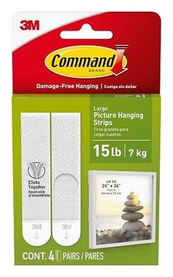 Command 15 lb Large 4 Pairs Picture Hanging Strips (8 Strips), Damage-Free Hangers for Picture Frames, No Tools Required, Great for Home Room Wall Decor, White Adhesive