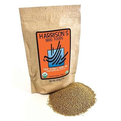 Harrison's Bird Foods High Potency Maximum Nutritional Formula for Small to Medium Birds, Certified Organic Non-GMO Pet Bird Food, Vet-Developed, Suitable for All Life Stages, 454 g/ 1 lb