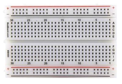 BB400 Solderless Plug-in BreadBoard, 400 tie-Points, 4 Power Rails, 3.3 x 2.2 x 0.3in (84 x 55 x 9mm)