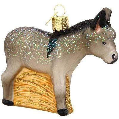 Old World Christmas Donkey Glass Blown Ornament for Christmas Tree, Handcrafted Holiday Decoration, Farm Animal Collection