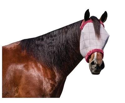 Farnam SuperMask II Horse Fly Mask Without Ears, Extended Coverage Equine Fly Protection, Protects Eyes from Insects, Debris & UV, Adjustable Throat Latch, Plush Fleece Trim, Average Size
