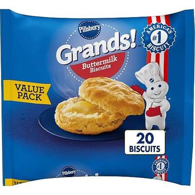 Pillsbury Grands! Buttermilk Biscuits Frozen Dough, Value Pack, 20 ct., 41.6 oz.