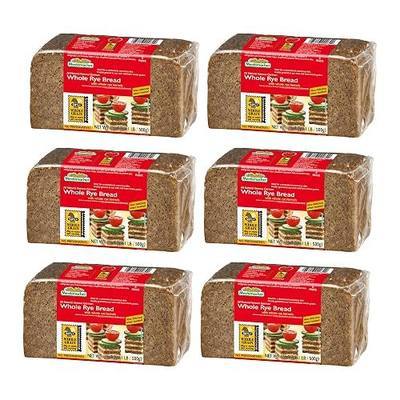 Mestemacher All Natural Whole Rye Bread, 17.6 Oz – Authentic German Whole Grain Rye Bread, High Fiber, Non-GMO, Ready to Eat, Long Shelf Life (Pack of 6)