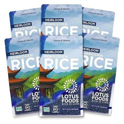 Lotus Foods Heirloom Forbidden Rice, Black Rice - 15 Oz Bag (Pack of 6) | Whole Grain, Non GMO, Vegan