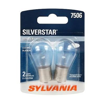 SYLVANIA - 7506 SilverStar Mini Bulb - Brighter and Whiter Light, Ideal for Daytime Running Lights (DRL) and Back-Up/Reverse Lights (Contains 2 Bulbs)