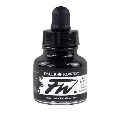 Daler-Rowney FW Acrylic Ink Bottle Black - Versatile Acrylic Drawing Ink for Artists and Students - Permanent