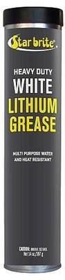 STAR BRITE Heavy-Duty White Lithium Grease - All-Weather, High-Performance Lubricant for Marine, Auto, and Industrial Applications 14 OZ Cartridge (026214)