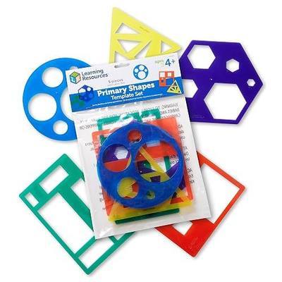 Learning Resources Primary Shapes Template Set - 5 Pieces, Ages 4+ Homeschool and Classroom Supplies, Geometric Shapes, Tracing Helper for Kids