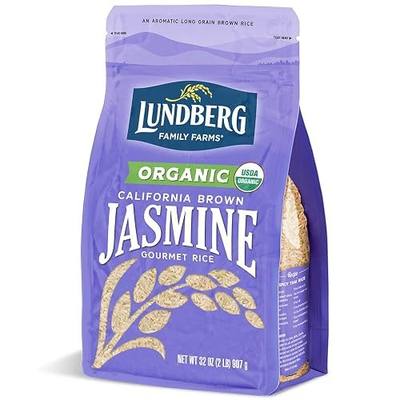 Lundberg Organic Jasmine Rice, Long Grain Brown Rice - Non-Sticky, Fluffy Aromatic Rice, Organically Grown in California, Pantry Staples, 32 Oz