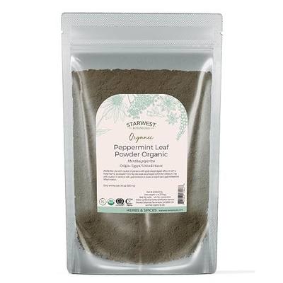 Starwest Botanicals Organic Peppermint Leaf Powder - Dried Herb for Tea, Herbal Blends, Baking, & Cooking, Caffeine Free, Sourced from Egypt & USA, Certified Kosher, Non-GMO - 4 oz Pouch