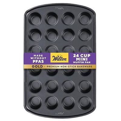 Wilton Gold Non-Stick Muffin Pan, Stainless Steel, 24-Cup