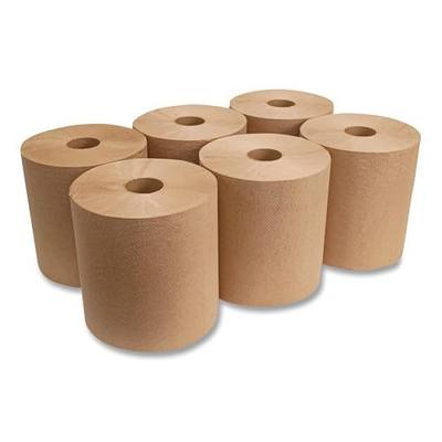 Boardwalk 16GREEN Green Seal Recycled Paper Towel Roll, Hardwound, Universal Roll Towels, Natural, 8" x 800 ft (Case of 6)