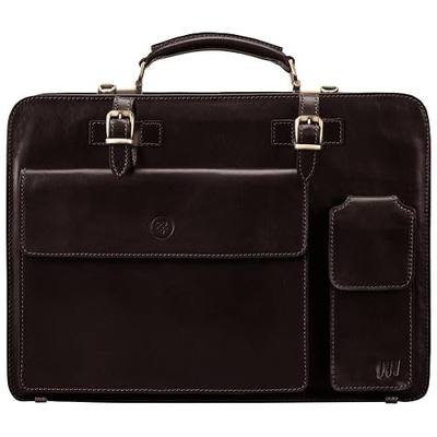 Maxwell Scott - Mens Luxury Italian Leather Large Square Briefcase - Zip Closure - Handmade in Italy - The Alanzo