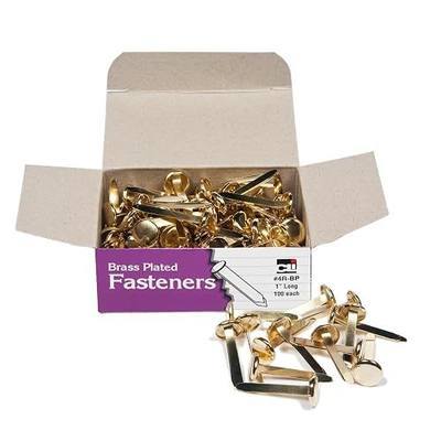 Charles Leonard Fastener, Brass Plated, 1 Inch Shank, Round 10 MM Head, 100-Pack (4R-BP)