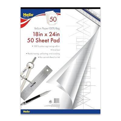 Helix - Vellum paper pad - 8x8 grid - 18x24 in - 50 sheets