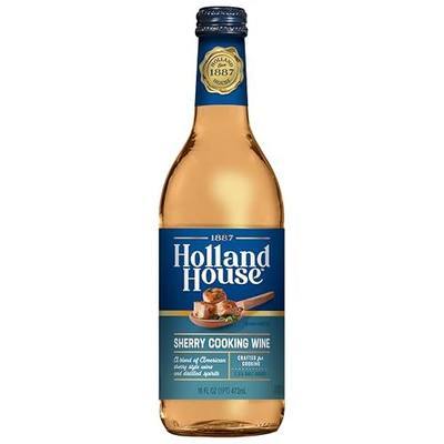 Holland House Sherry Cooking Wine, Ideal for Cooking, Roasting and Marinating, 16 FL OZ | Sherry cooking wine with mild dry flavor and nutty notes for sauces, marinades, and cooking; shelf stable and ready to use.