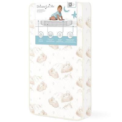 Dream On Me 3 inch Spring Coil Portable Crib Mattress | Greenguard Gold Certified, Brown clouds