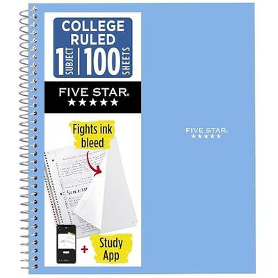Five Star Spiral Notebook + Study App, 1 Subject, College Ruled Paper, 8.5" x 11", 100 Sheets, Blue (Color May Vary) (72565)