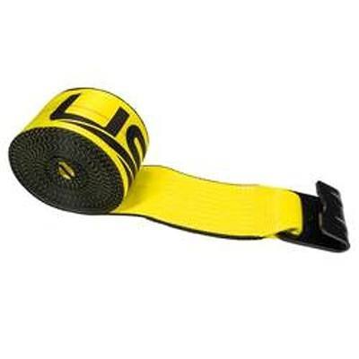 US Cargo Control 4 Inch x 50 Feet Winch Strap with Flat Hook, Heavy Duty Trailer Winch Strap for Cargo Securement, 5,400 lbs. Working Load Limit, 4 Inch Straps for Flatbed Trailer, Truck