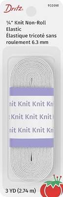 Dritz Non-Roll Knit Elastic 1/4 Inch x 3 Yards - White, Soft Comfort Stretch, Won’t Narrow When Stretched - For Waistbands Sleeves Necklines Casings & Sew-On Sewing Notions