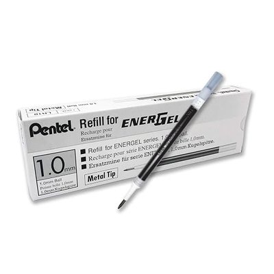 Pentel Refill Ink for EnerGel Liquid Gel Pen, (1.0mm), Bold Line, Metal Tip, Black Ink, Box of 12 (LR10-A)
