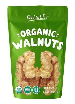 Organic California Walnuts Halves & Pieces, 1 Pound – Non-GMO, Raw, Unsalted, Shelled, Vegan, Kosher, Sirtfood, Bulk Snack. High in Omega-3 Fatty Acids, Protein. Great for Baking, and as a Topping.
