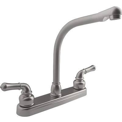 Dura Faucet DF-PK210C-SN RV Hi-Rise Kitchen Sink Faucet (Satin Nickel) | Tall spout and classical levers make washing big pots easy. Brushed Satin Nickel.