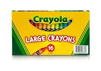 Binney & Smith Crayola(R) Large Crayon Set, Lift-Lid Box, Assorted Colors, Box Of 16