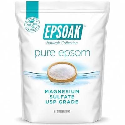 Epsoak Epsom Salt 19 lb. Magnesium Sulfate USP. Resealable Epsom Salt Bag Unscented, Made in The USA, Cruelty-Free Certified
