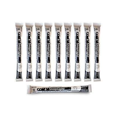 Cyalume White Emergency Glow Sticks - Premium 6” SnapLight Survival Glow Sticks with 8 Hour Duration for Use as Emergency Flares and Hiking Safety Gear (Bulk Pack of 10 Safety Glow Sticks)