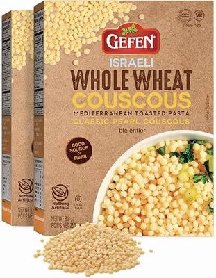 Gefen Whole Wheat Israeli Pearl Couscous, 8.8oz (2 Pack) Mediterranean Toasted Pasta | Great Source of Fiber | Kosher | Two Simple Ingredients