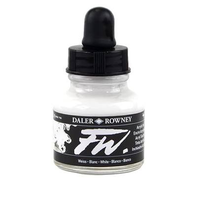 Daler-Rowney FW Acrylic Ink Bottle White - Versatile Acrylic Drawing Ink for Artists and Students - Permanent Calligraphy Ink - Archival Ink for Illustrating and More