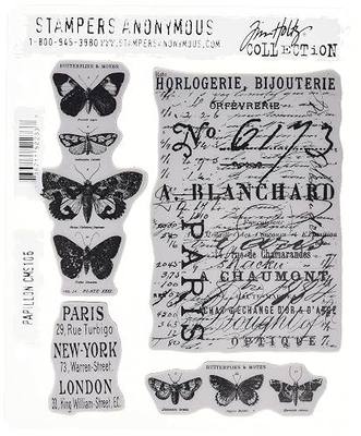 Stampers Anonymous Tim Holtz Cling Rubber Stamp Set, Papillon CMS106