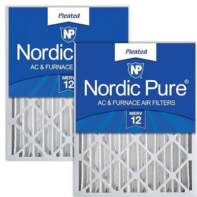Nordic Pure 16x25x4 (15_1/2 x 24_1/2 x 3_5/8) Pleated MERV 12 Air Filters 2 Pack | Actual Size: 15 1/2 x 24 1/2 x 3 5/8 Made in USA, Advanced HVAC Filtration, Mid-Sized Airborne Particles, Pet Dander & Smoke