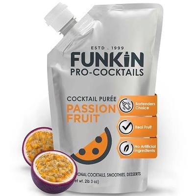 Funkin Fruit Puree | Real Fruit, Simple Ingredient, Natural Mixer for Cocktails, Drinks, Smoothies | Vegan, Non-GMO, Gluten-Free (2.2 lbs) (Passion Fruit)