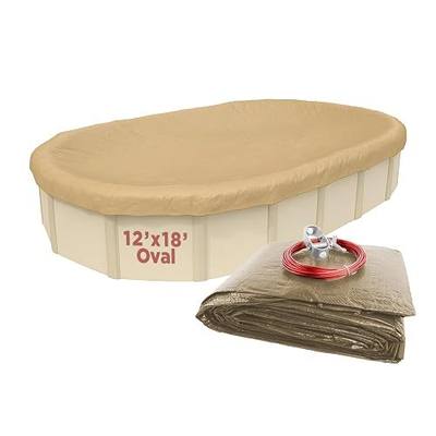 Buffalo Blizzard Supreme Plus 12 ft x 18 ft Oval Winter Pool Cover | Tan/Silver | Heavy Duty for Above Ground Swimming Pools | Easy Install | Cold & UV Resistant | Seasonal Debris Protection