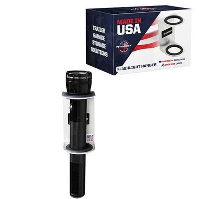 Pit Posse 460 Flashlight Hanger Holder Wall Mount - Made in USA - Garage Enclosed Race Trailer Automotive Mechanics Shop Storage Organizer Aluminum (Silver)