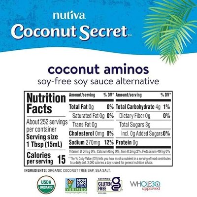 Coconut Secret Coconut Aminos (12 Pack) - 8 fl oz - Low Sodium Soy Sauce Alternative, Low-Glycemic - Organic, Vegan, Non-GMO, Gluten-Free, Kosher - Keto, Paleo - 576 Total Servings