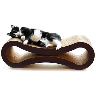 PetFusion Ultimate Cat Scratch Lounge, Cat Scratchers for Indoor Cats, Reversible & Durable, Made from Recycled Corrugated Cardboard, Walnut Brown