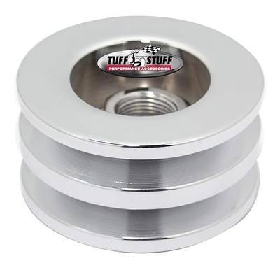 Tuff Stuff 7610F Alternator Pulley, V-Belt, 2 Groove, 2.628 in Diameter, Hardware Included, Steel, Chrome, Universal, Each