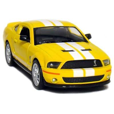 KiNSMART 2007 Ford Shelby GT500 with Racing Stripes 1:38 Scale 5 Inch Die Cast Metal Model Toy Muscle Car (Yellow)