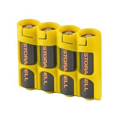 Storacell by Powerpax Slimline AA Battery Storage Caddy, Yellow - Holds 4 Batteries (Not Included)