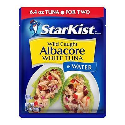 StarKist Wild Caught Albacore White Tuna in Water, 6.4oz Pouch, 1-Pack | 19g Protein Per Serving, Gluten Free, Soy Free, Ready to Eat, No Draining, 90 Calories Per Serving, Great for Meals & Snacks
